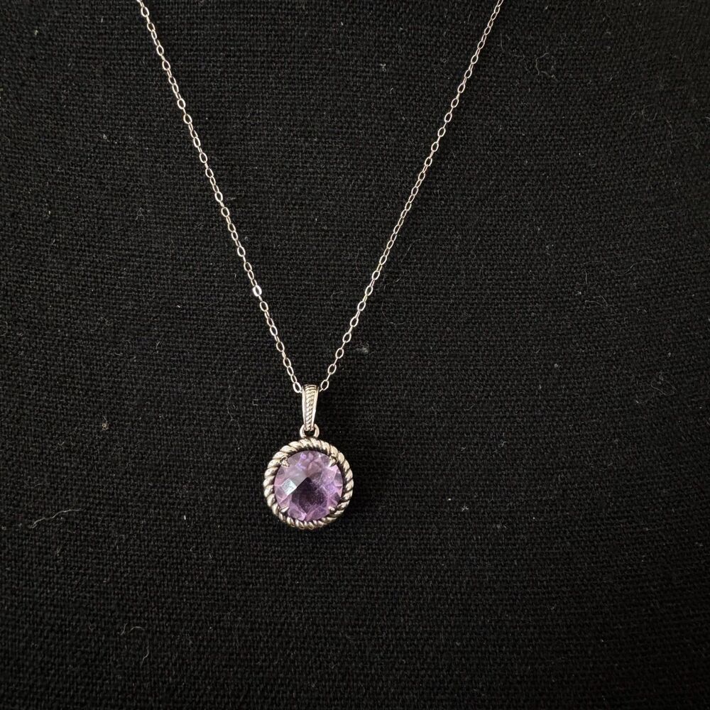 Delicate Amethyst Necklace Sterling Silver Chain